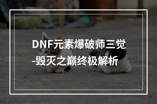 DNF元素爆破师三觉-毁灭之巅终极解析