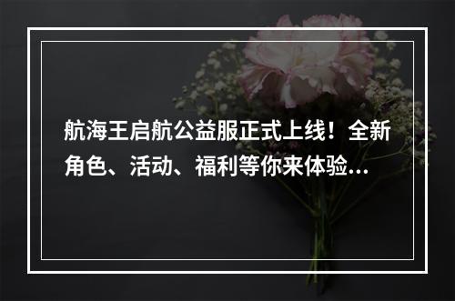 航海王启航公益服正式上线！全新角色、活动、福利等你来体验！