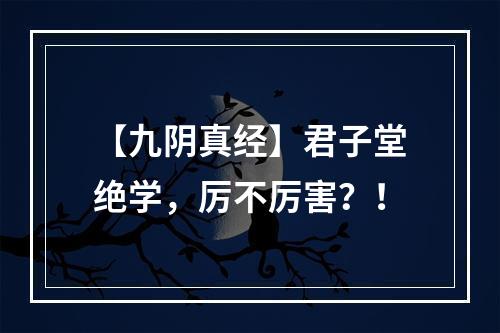 【九阴真经】君子堂绝学，厉不厉害？！