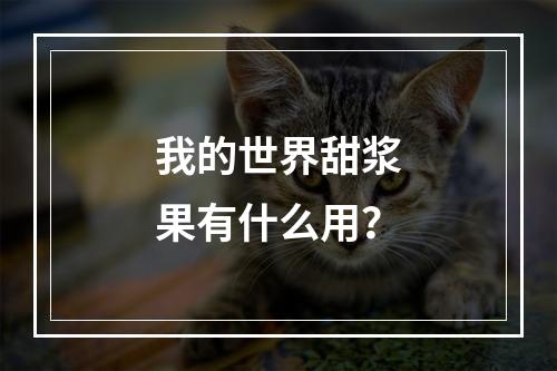 我的世界甜浆果有什么用？