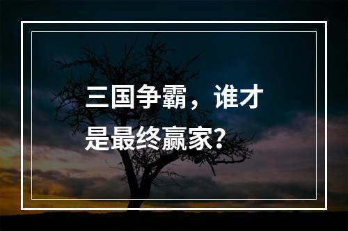 三国争霸，谁才是最终赢家？