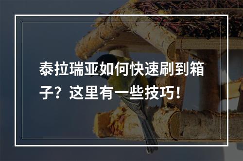 泰拉瑞亚如何快速刷到箱子？这里有一些技巧！