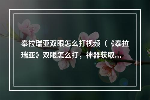 泰拉瑞亚双眼怎么打视频（《泰拉瑞亚》双眼怎么打，神器获取技巧详解）