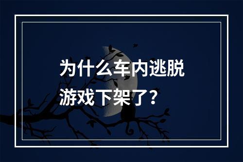 为什么车内逃脱游戏下架了？