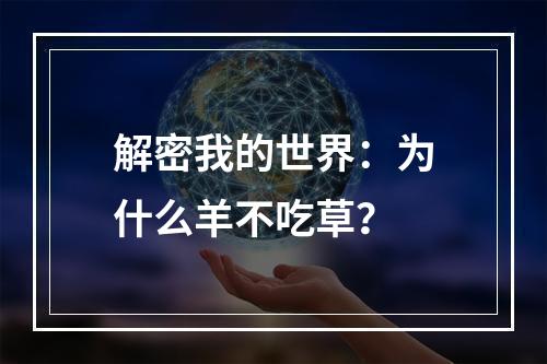 解密我的世界：为什么羊不吃草？