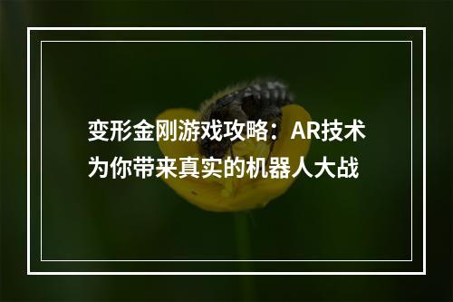 变形金刚游戏攻略：AR技术为你带来真实的机器人大战