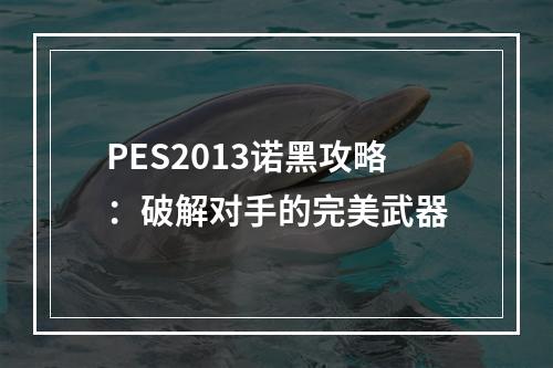 PES2013诺黑攻略：破解对手的完美武器