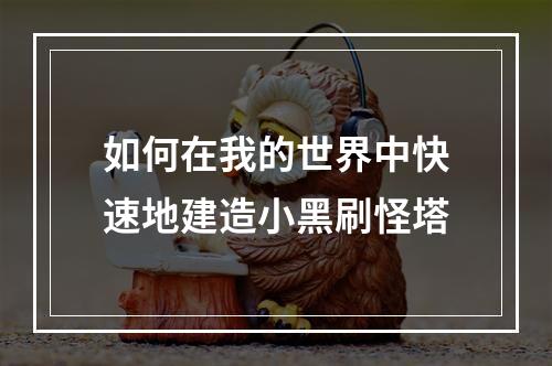 如何在我的世界中快速地建造小黑刷怪塔