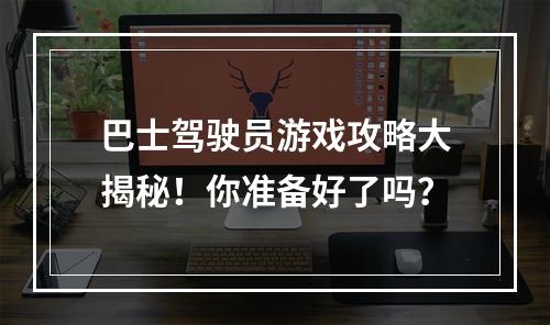 巴士驾驶员游戏攻略大揭秘！你准备好了吗？