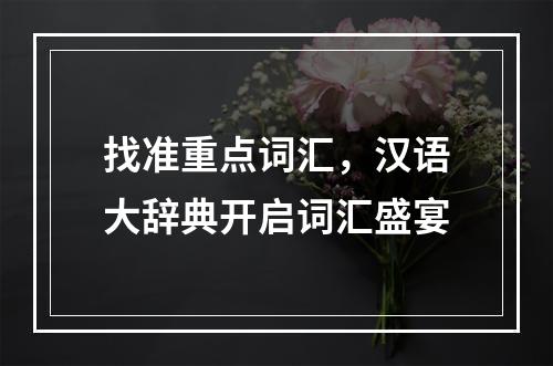 找准重点词汇，汉语大辞典开启词汇盛宴