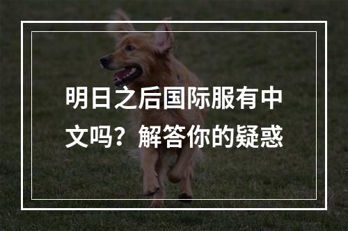 明日之后国际服有中文吗？解答你的疑惑