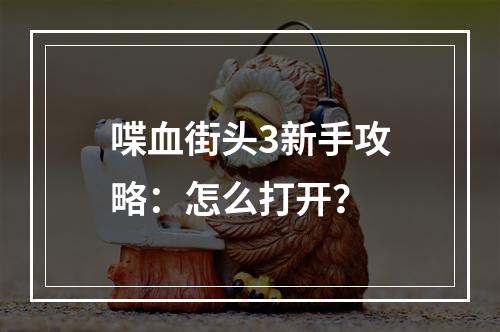 喋血街头3新手攻略：怎么打开？