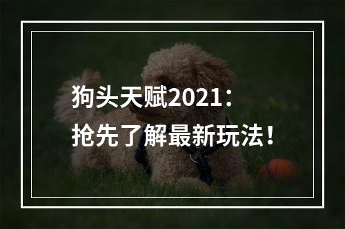 狗头天赋2021：抢先了解最新玩法！