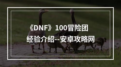 《DNF》100冒险团经验介绍--安卓攻略网