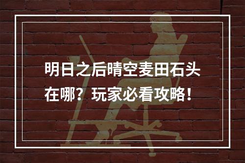 明日之后晴空麦田石头在哪？玩家必看攻略！