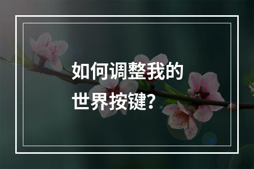 如何调整我的世界按键？