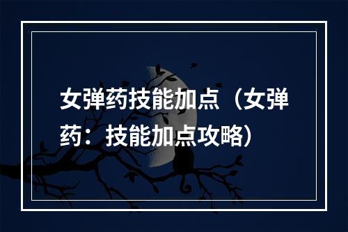 女弹药技能加点（女弹药：技能加点攻略）