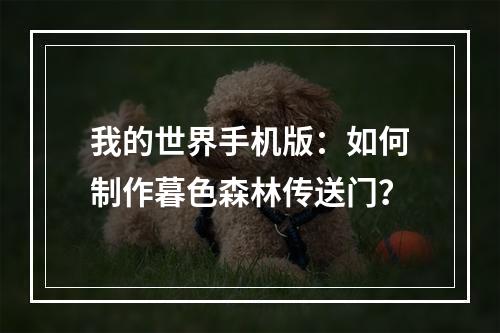 我的世界手机版：如何制作暮色森林传送门？