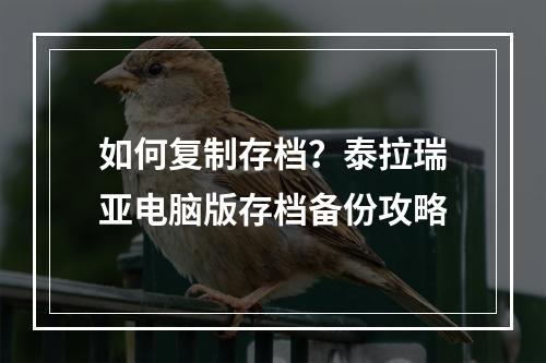 如何复制存档？泰拉瑞亚电脑版存档备份攻略