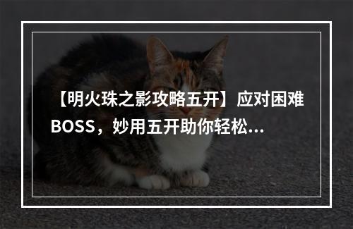 【明火珠之影攻略五开】应对困难BOSS，妙用五开助你轻松破解