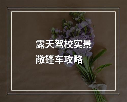 露天驾校实景敞篷车攻略