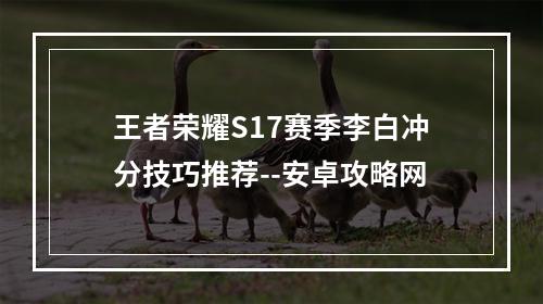 王者荣耀S17赛季李白冲分技巧推荐--安卓攻略网