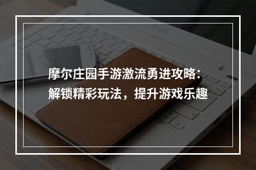 摩尔庄园手游激流勇进攻略：解锁精彩玩法，提升游戏乐趣