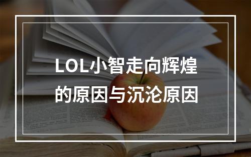 LOL小智走向辉煌的原因与沉沦原因