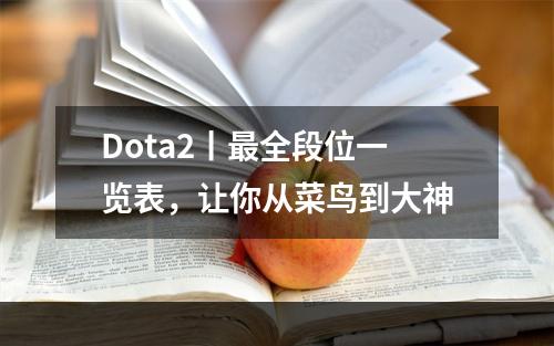 Dota2丨最全段位一览表，让你从菜鸟到大神