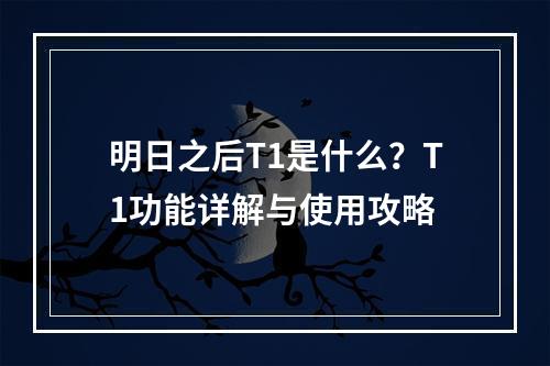 明日之后T1是什么？T1功能详解与使用攻略