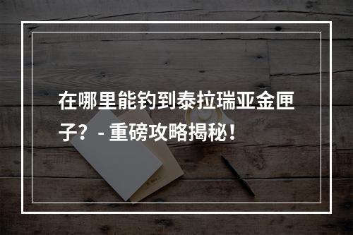 在哪里能钓到泰拉瑞亚金匣子？- 重磅攻略揭秘！