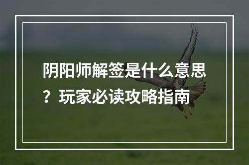 阴阳师解签是什么意思？玩家必读攻略指南