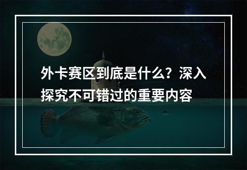 外卡赛区到底是什么？深入探究不可错过的重要内容