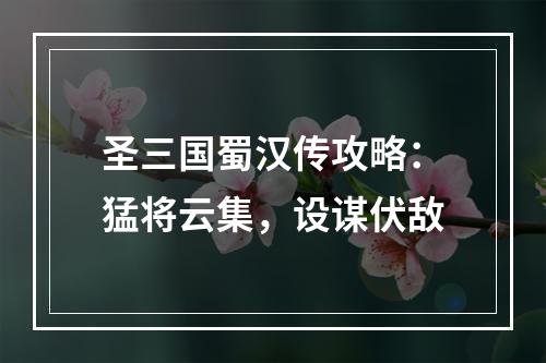 圣三国蜀汉传攻略：猛将云集，设谋伏敌