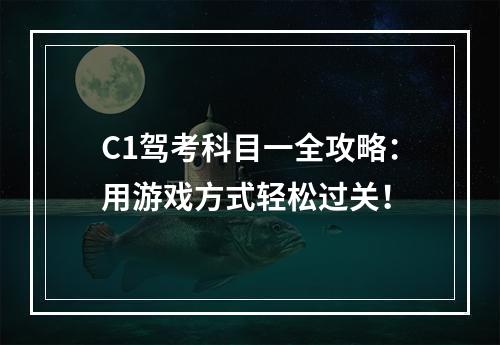 C1驾考科目一全攻略：用游戏方式轻松过关！