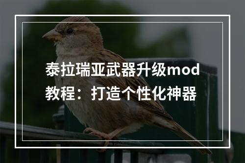 泰拉瑞亚武器升级mod教程：打造个性化神器