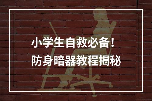 小学生自救必备！防身暗器教程揭秘