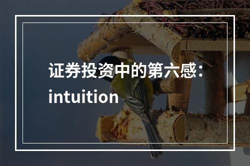 证券投资中的第六感：intuition