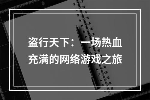 盗行天下：一场热血充满的网络游戏之旅