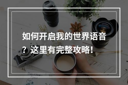 如何开启我的世界语音？这里有完整攻略！