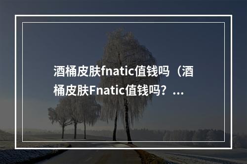 酒桶皮肤fnatic值钱吗（酒桶皮肤Fnatic值钱吗？那就得看它的稀有程度和收藏价值了！）