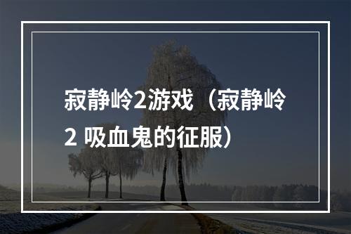 寂静岭2游戏（寂静岭2 吸血鬼的征服）