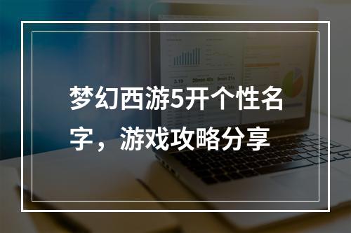 梦幻西游5开个性名字，游戏攻略分享