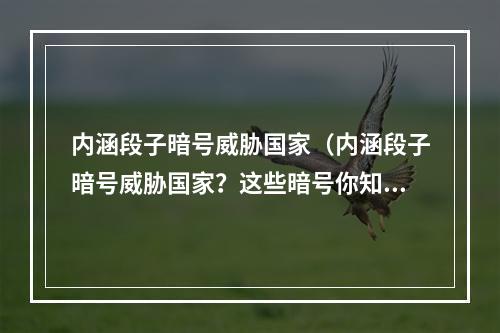 内涵段子暗号威胁国家（内涵段子暗号威胁国家？这些暗号你知道吗？）