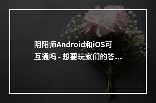 阴阳师Android和iOS可互通吗 - 想要玩家们的答案