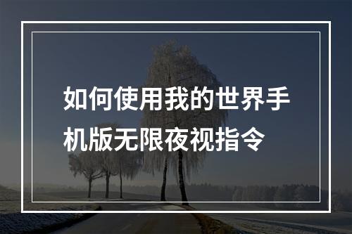 如何使用我的世界手机版无限夜视指令