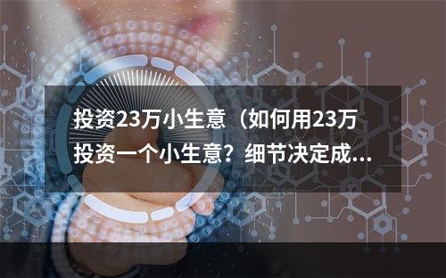 投资23万小生意（如何用23万投资一个小生意？细节决定成败）