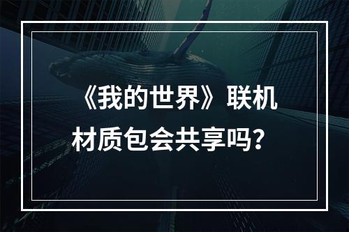 《我的世界》联机材质包会共享吗？