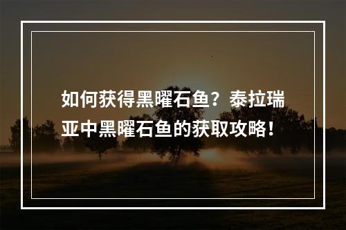 如何获得黑曜石鱼？泰拉瑞亚中黑曜石鱼的获取攻略！