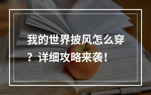 我的世界披风怎么穿？详细攻略来袭！